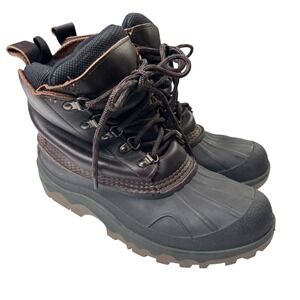 LL Bean Mens Waterproof Insulated Leather Duck Boots Brown Size 8M